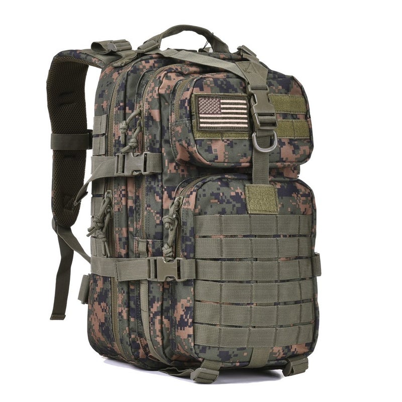REEBOW GEAR Military Tactical Backpack for Men Large 34L Army 3 Day Assault Pack Molle Bag Backpacks (34L, Woodland Camouflage) - Image 1